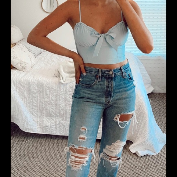 NWOT Pacsun Lottie Moss Tie-Front Top (BLACK) - Picture 4 of 4